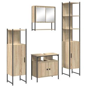 vidaXL Badkamermeubelset met plank 4 pcs Sonoma Eiken Bewerkt hout
