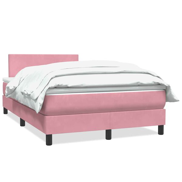 vidaXL Boxspring met matras fluweel roze 120x210 cm