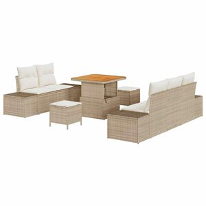 vidaXL Tuinbankenset met kussen 8 pcs Beige poly rattan