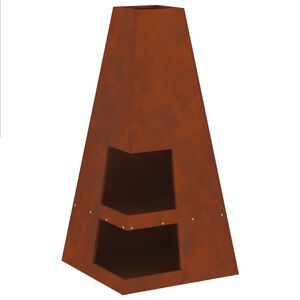 vidaXL Vuurkom Roestkleurig 50 x 50 x 100 cm weervast staal