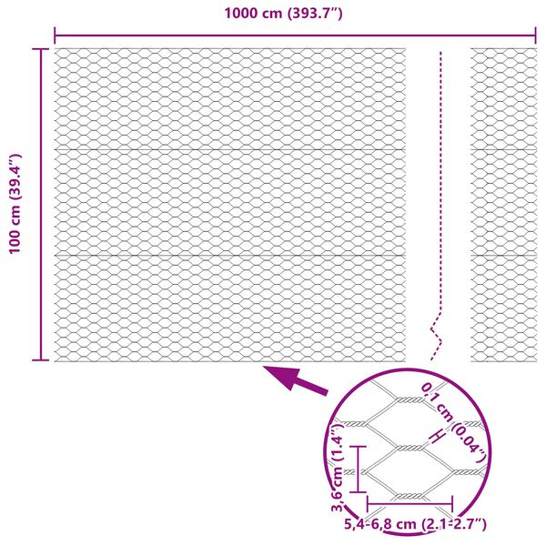 vidaXL Hexagon Hek Groen 1 x 10 m PVC