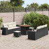 vidaXL Tuin Sofa Set met kussen 9 pcs Zwart en Cr&egrave;me Poly Rattan
