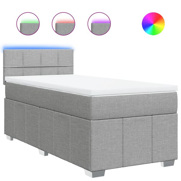 vidaXL Boxspring met matras stof lichtgrijs 90x200 cm
