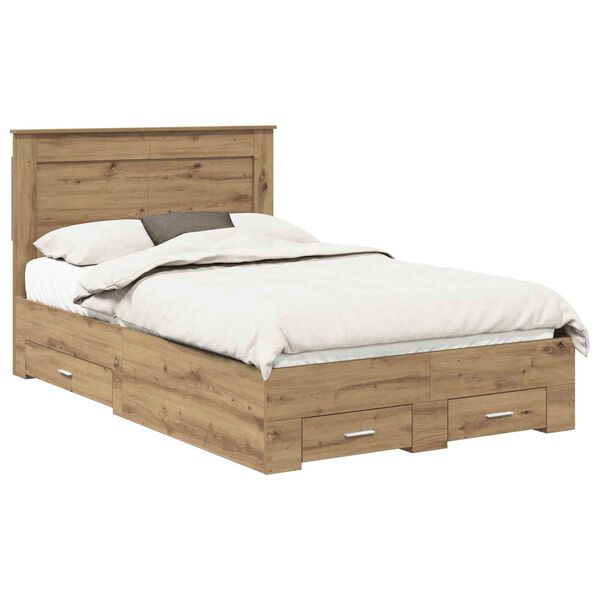 vidaXL Bedframe met lade met hoofdeinde met opslag Bewerkt hout
