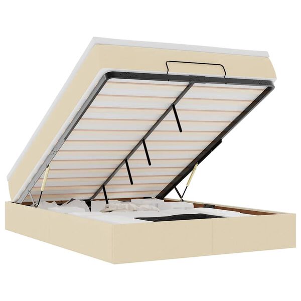 vidaXL Ottoman bed met matras 140x190cm stof cr&egrave;mekleurig