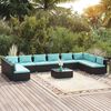 vidaXL 11-delige Loungeset met kussens poly rattan zwart