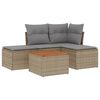 vidaXL 5-delige Loungeset met kussens poly rattan beige