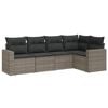 vidaXL 5-delige Loungeset met kussens poly rattan grijs