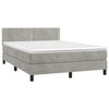 vidaXL Boxspring met matras en LED fluweel lichtgrijs 140x200 cm