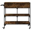 vidaXL Keukentrolley 105x42x95 cm bewerkt hout gerookt eikenkleurig