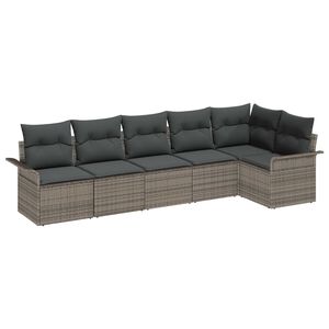 vidaXL Tuin Sofa Set met kussen 6 pcs Grijs poly rattan
