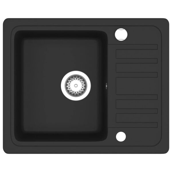 vidaXL Gootsteen enkele bak graniet zwart