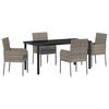 vidaXL Tuin eettafelset 5 st Grijs poly rattan