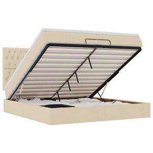 vidaXL Ottoman bed met matrassen 200x200cm stof cr&egrave;mekleurig