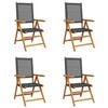 vidaXL Tuinstoelen 4 st verstelbaar poly rattan en massief hout zwart