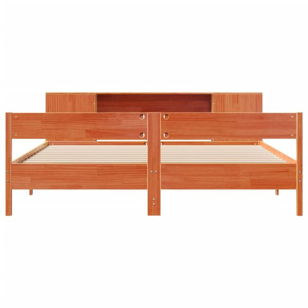 vidaXL Bed met boekenkast zonder matras grenenhout wasbruin 180x200 cm