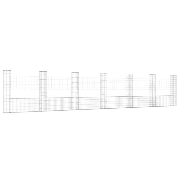 vidaXL Schanskorf U-vormig met 7 palen 740x20x150 cm ijzer