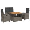 vidaXL 4-delige Tuinset met kussens poly rattan grijs