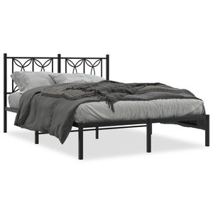 vidaXL Bedframe met hoofdbord metaal zwart 140x190 cm