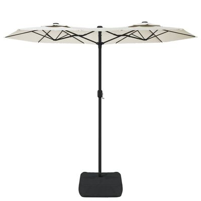 vidaXL Parasol dubbel dak met LED 316x240 cm zandwit