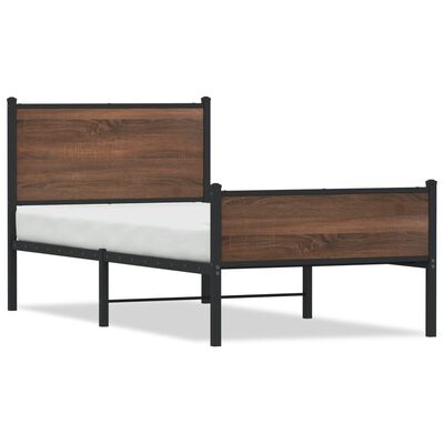 vidaXL Bedframe hoofd- en voeteneinde metaal bruin eiken 90x190 cm