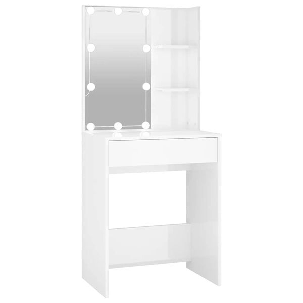 vidaXL Kaptafel met LED-verlichting 60x40x140 cm hoogglans wit