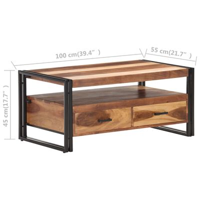 vidaXL Salontafel 100x55x45 cm massief acaciahout