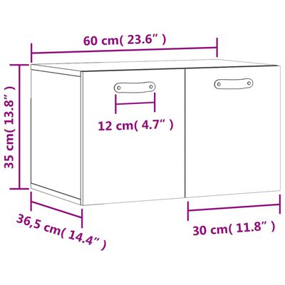 vidaXL Wandkast 60x36,5x35 cm bewerkt hout wit