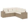 vidaXL 5-delige Loungeset met kussens poly rattan beige