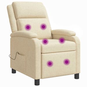 vidaXL Massage Recliner Cr&egrave;mekleurig Stof