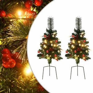 vidaXL Tuinkerstbomen 2 st met verlichting 76 cm PVC