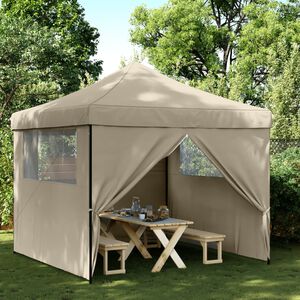 vidaXL Partytent inklapbaar pop-up met 4 zijwanden taupe