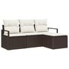 vidaXL Bankstel 4 st Bruin en Cr&egrave;me poly rattan