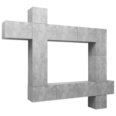 vidaXL 9-delige Tv-meubelset spaanplaat betongrijs