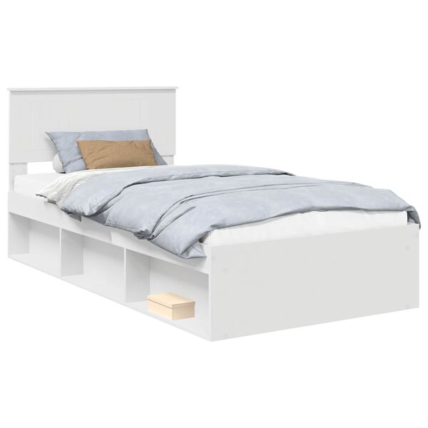 vidaXL Bedframe met hoofdeinde Wit 100 x 200 cm Massief grenenhout