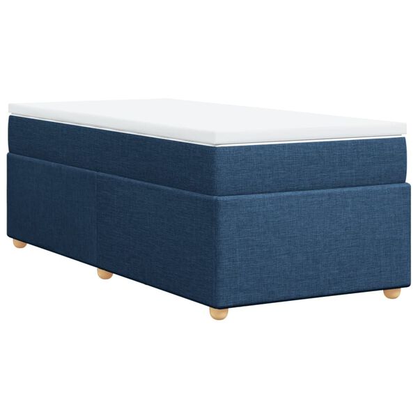 vidaXL Boxspring met matras stof blauw 90x190 cm