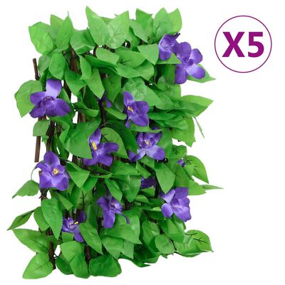 vidaXL Kunstplant klimop op latwerk 5 st uittrekbaar 180x20 cm groen