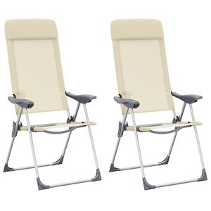 vidaXL Campingstoelen 2 st inklapbaar aluminium cr&egrave;mewit
