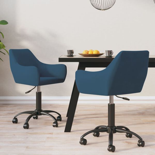 vidaXL Eetkamerstoelen draaibaar 2 st fluweel blauw