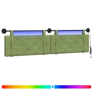 vidaXL Hangend hoofdbord Met LED-verlichting Lichtgroen Fluweel