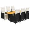 vidaXL 7-delige Bistroset met kussens poly rattan zwart