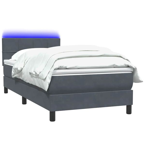 vidaXL Boxspring met matras en LED fluweel donkergrijs 100x210 cm