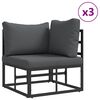 vidaXL Tuin Sofa Set met kussen Zwart Aluminium
