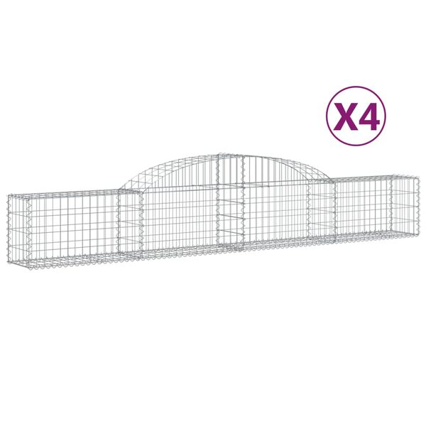 vidaXL Schanskorven 4 st gewelfd 300x30x40/60 cm gegalvaniseerd ijzer