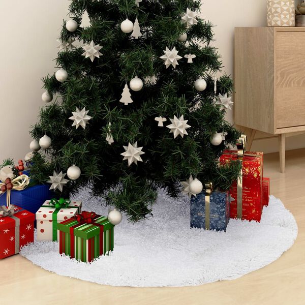 vidaXL Kerstboomrok Wit 122 cm Imitatiebont