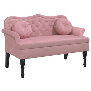vidaXL Bankje met kussens 120,5x65x75 cm fluweel roze