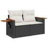 vidaXL 6-delige Loungeset met kussens poly rattan zwart
