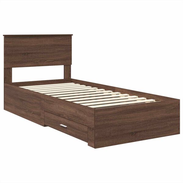 vidaXL Bedframe Bruin Eiken en Zilver 90 x 190 cm Bewerkt hout