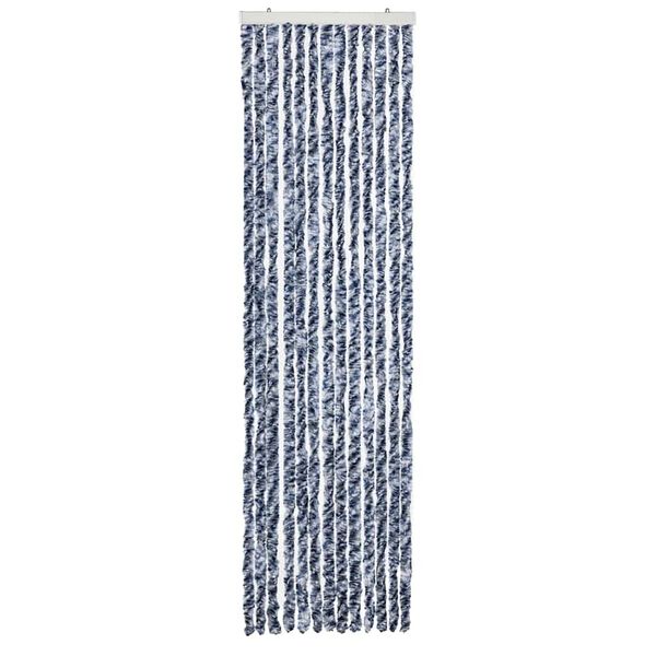 vidaXL Vliegengordijn 56x200 cm chenille blauw en wit