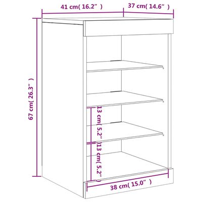 vidaXL Dressoir met LED-verlichting 41x37x67 cm bruineikenkleurig